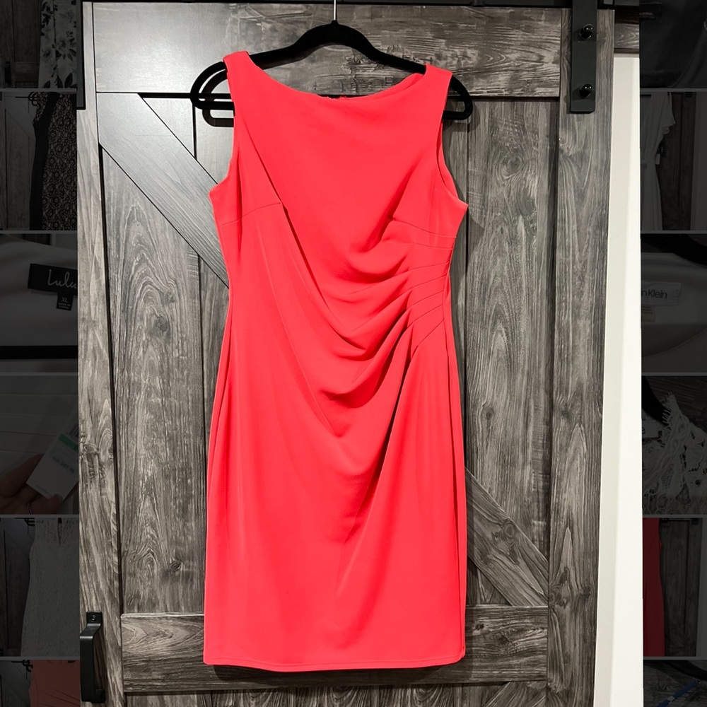 Size 8 Coral Anne Klein Cinched Dress (worn once)